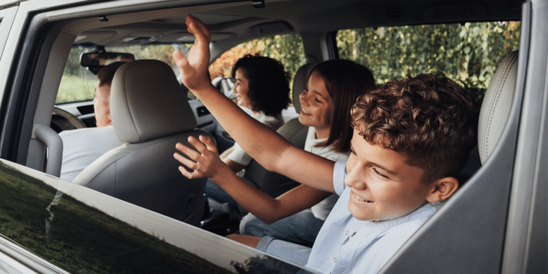 Kids in car having fun