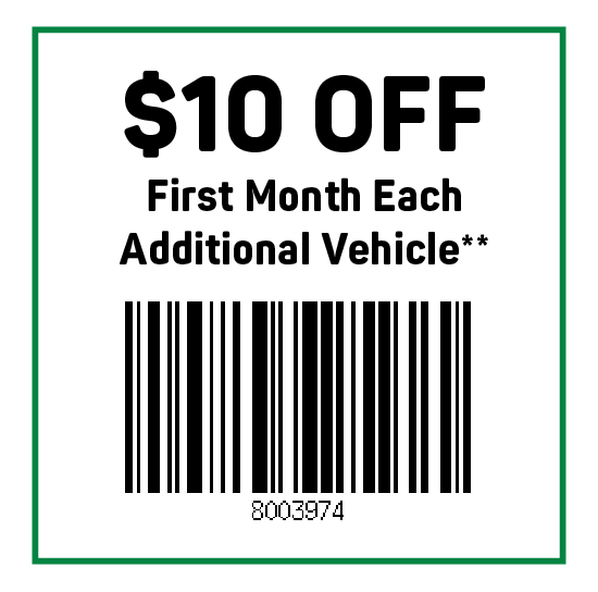 $10 Off First Month Each Additional Vehicle